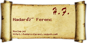 Hadaró Ferenc névjegykártya